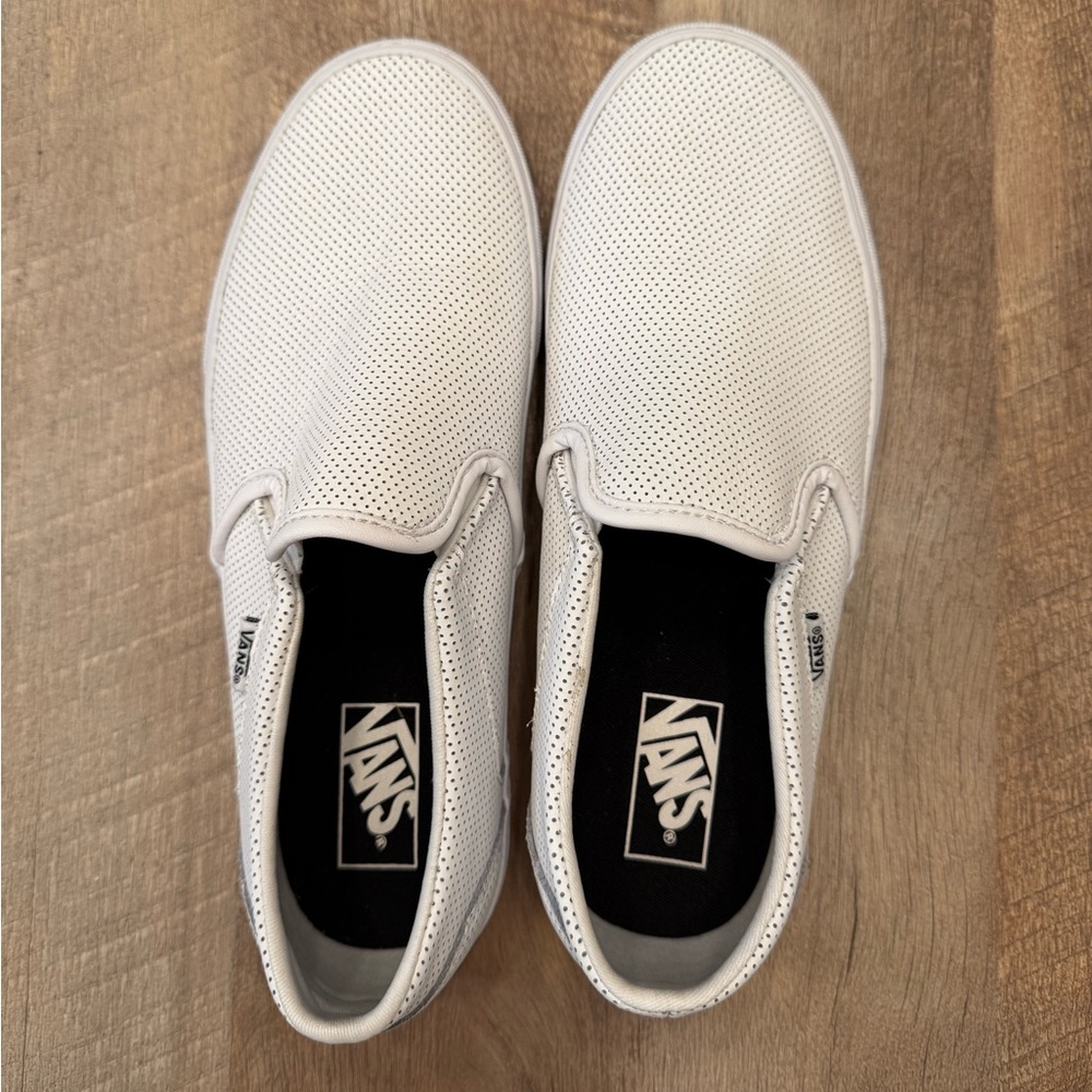 Classic Slip On Vans Perforated Leather White Shoe